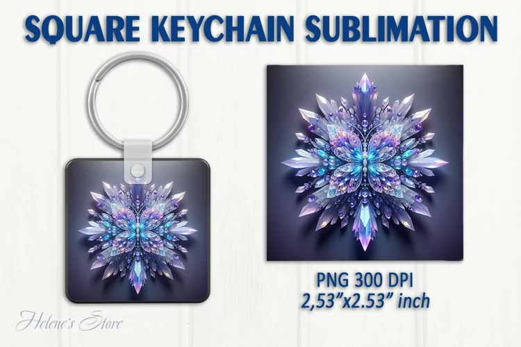 3d Crystal butterfly keychain sublimation | Square keychain