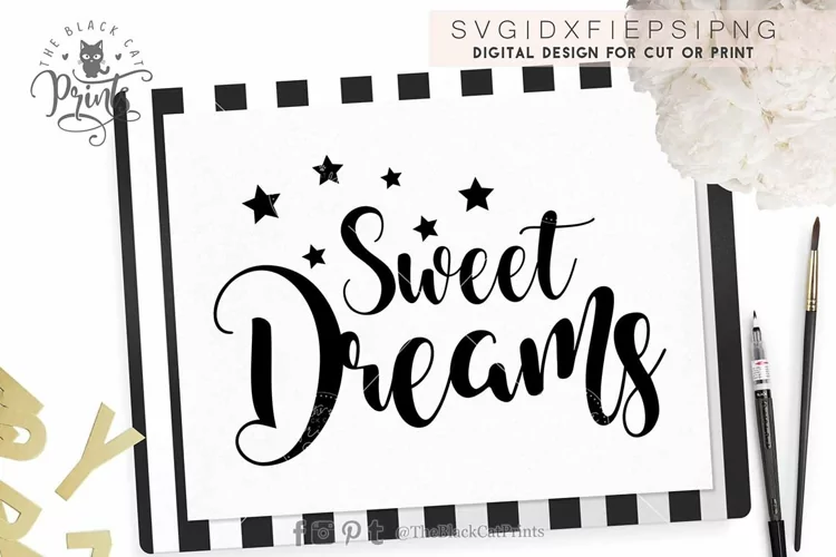Sweet dreams SVG with stars SVG PNG EPS DXF
