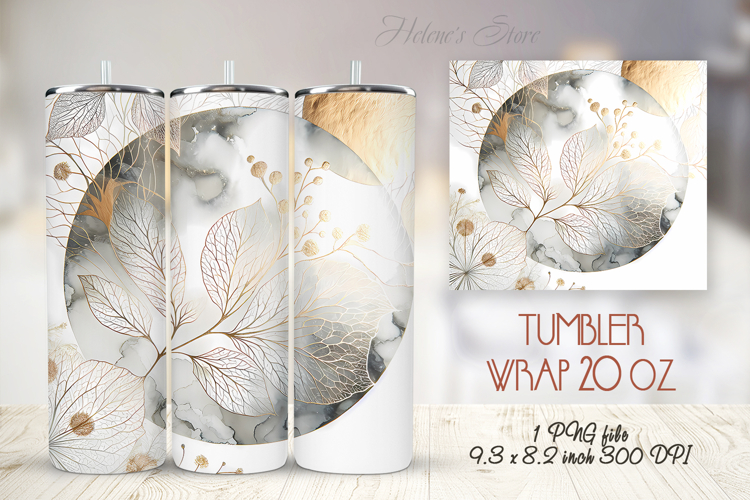 Abstract watercolor leaves straight tumbler 20oz wrap design