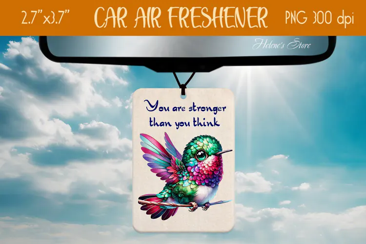 Cute hummingbird Air Freshener Car sublimation design png