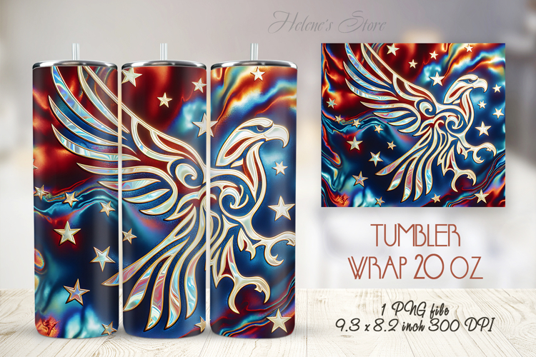 USA Fourth of July tumbler wrap 20oz | Patriotic Bald eagle