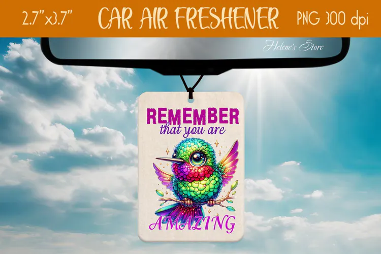 Cute hummingbird Air Freshener Car sublimation design png