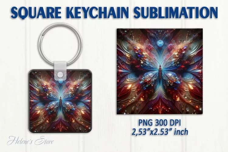 3d Crystal butterfly keychain sublimation | Square keychain