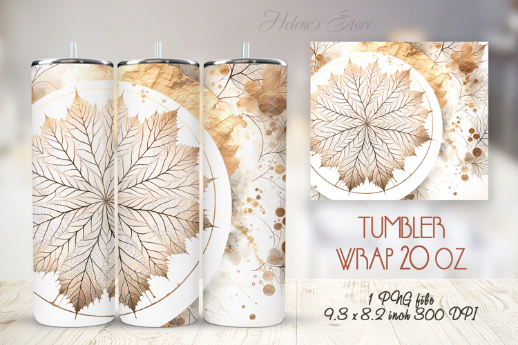 Fall watercolor leaves straight tumbler 20oz wrap design