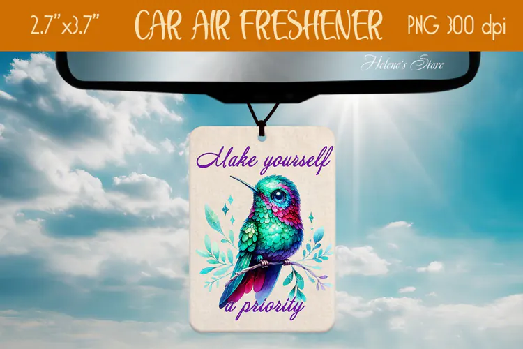 Cute hummingbird Air Freshener Car sublimation design png