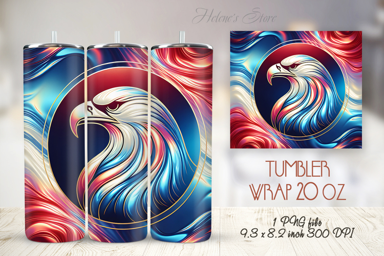 USA Fourth of July tumbler wrap 20oz | Patriotic Bald eagle