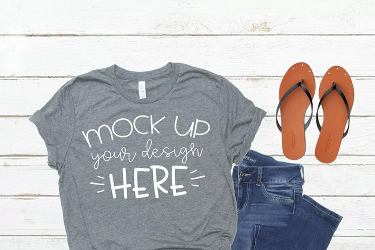 Mock up Bella Canvas 3001 Deep Heather Unisex Mockup