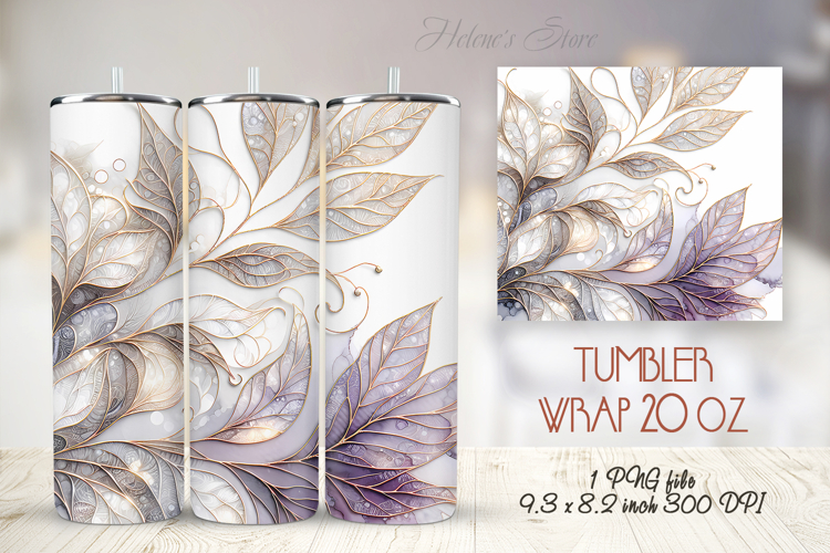 Amazing watercolor leaves straight tumbler 20oz wrap design