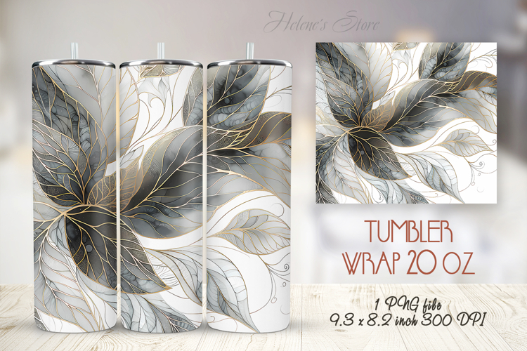 Amazing watercolor leaves straight tumbler 20oz wrap design