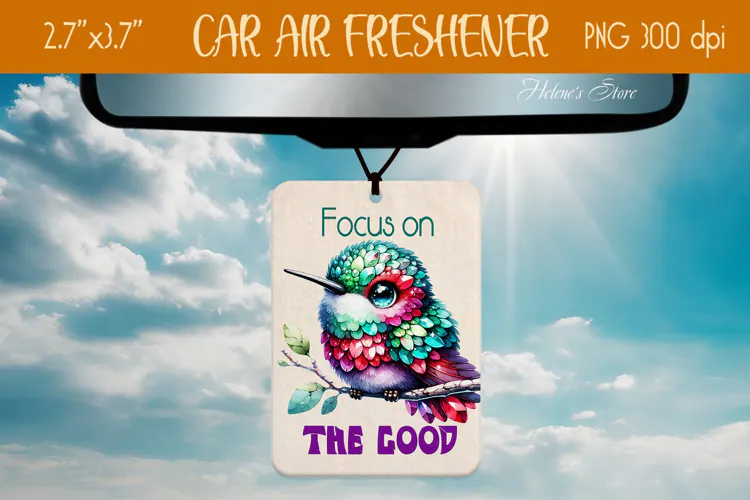 Cute hummingbird Air Freshener Car sublimation design png