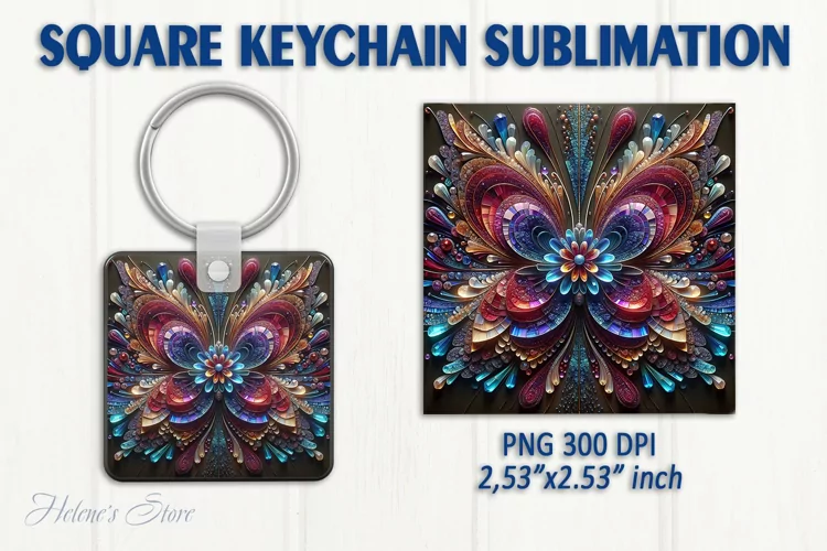 3d Crystal butterfly keychain sublimation | Square keychain