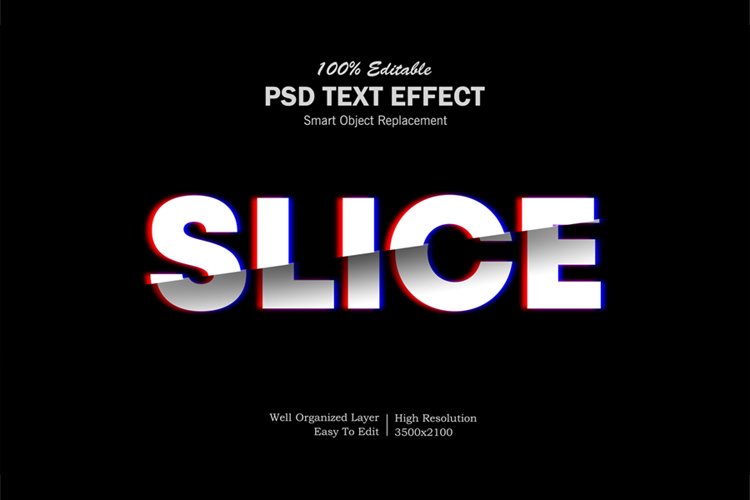 Slice anaglyph 3d Color Editable PSD Text Effect example image 1