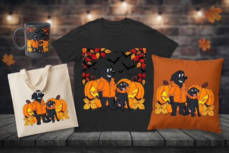 Halloween Dog Dad PNG | Black Dogs Pumpkin Fall Clipart