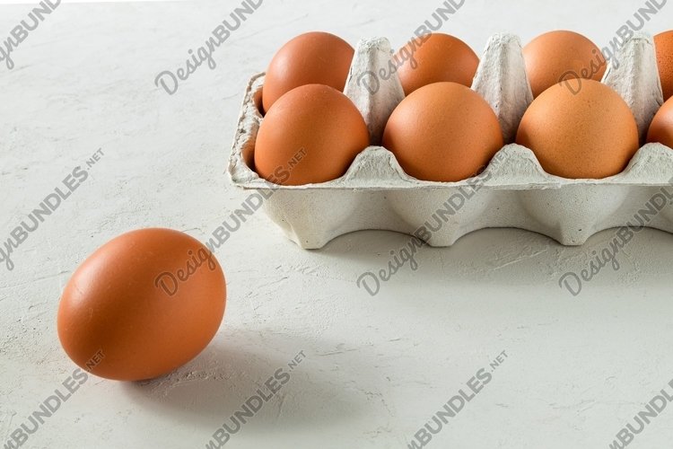 Close-up of chicken eggs in an eco-friendly carton for eggs example image 1