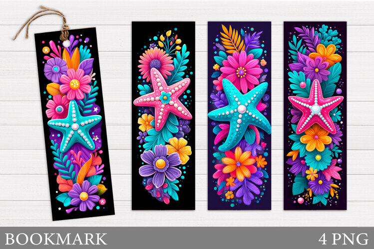 Starfish Bookmark Design. Flowers Bookmark Sublimation example image 1