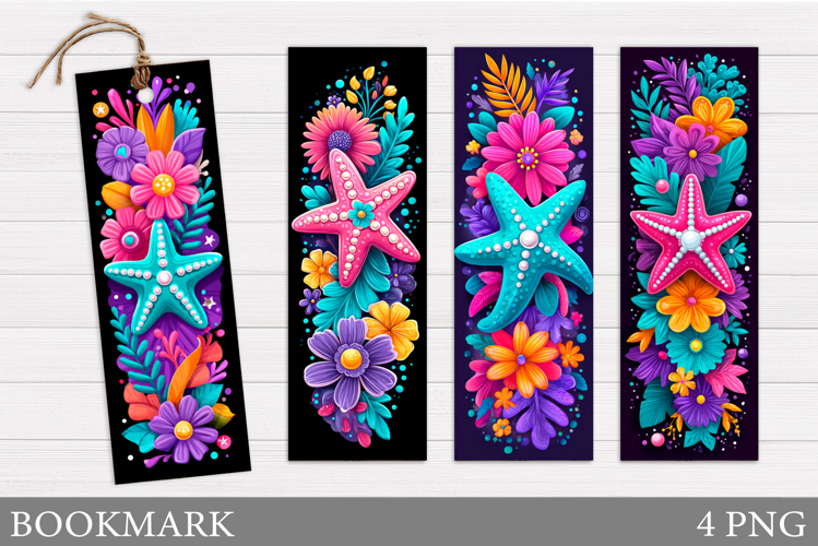 Starfish Bookmark Design. Flowers Bookmark Sublimation