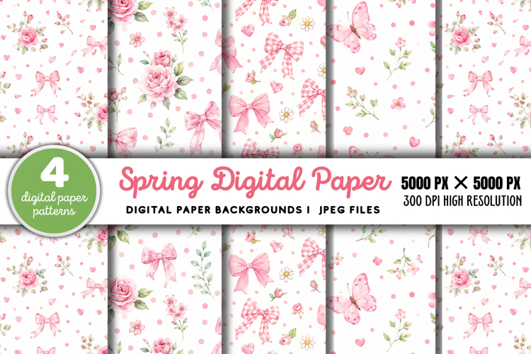 Spring Digital Paper Backgrounds JPG