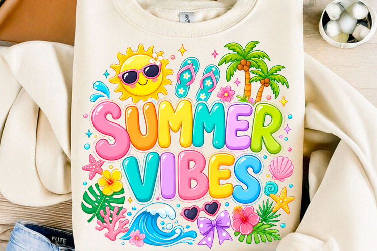 Summer Vibes PNG Tropical Summer Shirt example image 1