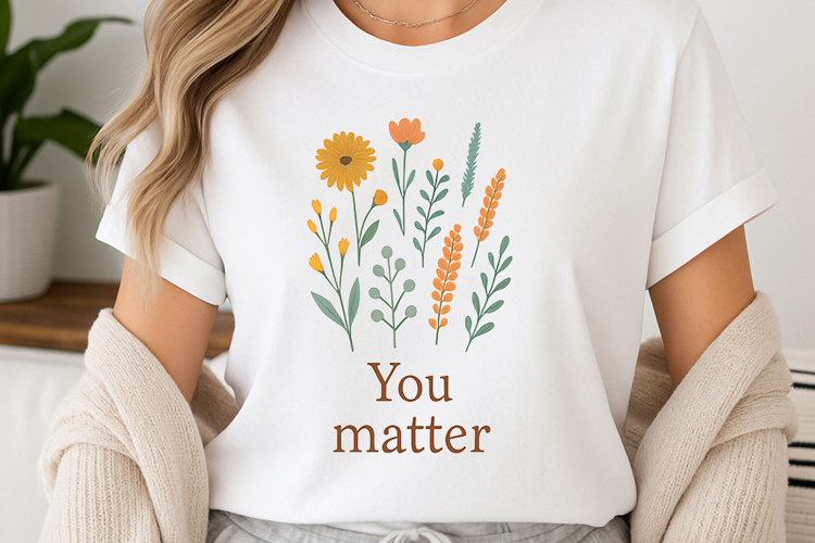 Positive quote with watercolor floral t-shirt sublimation