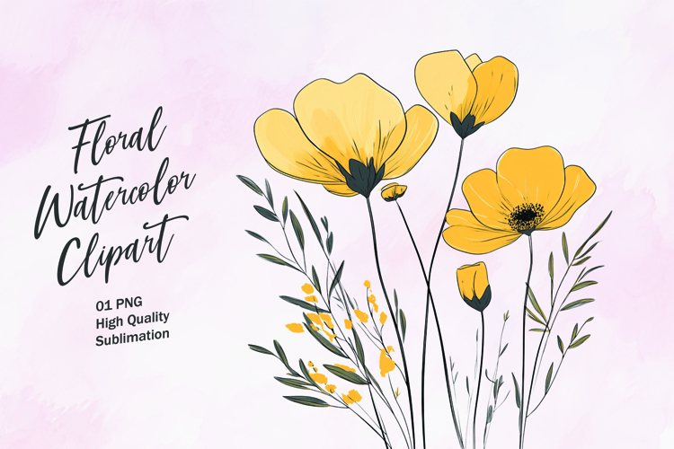 Watercolor Flowers Image 7