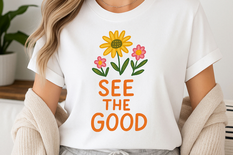 Positive quote with watercolor floral t-shirt sublimation
