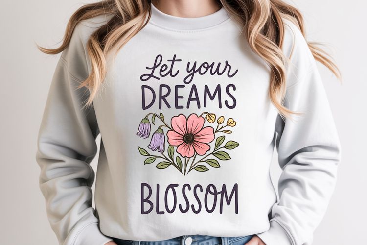 Positive quote with watercolor floral t-shirt sublimation