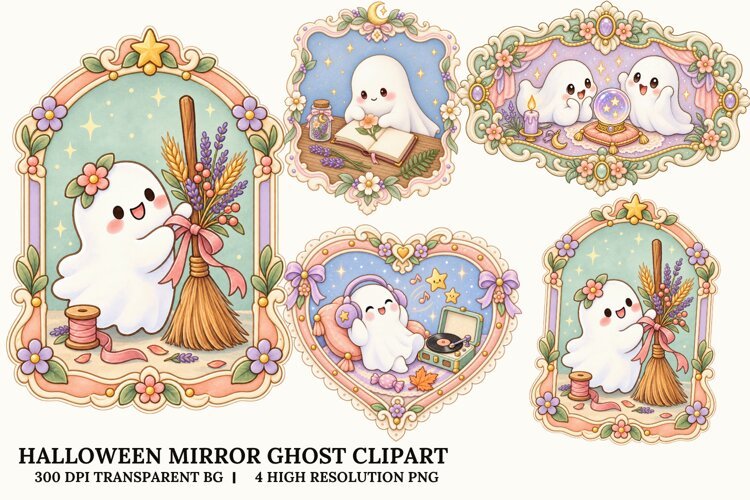 Mirror Ghost PNG Spooky Sublimation Design Fun Art example image 1