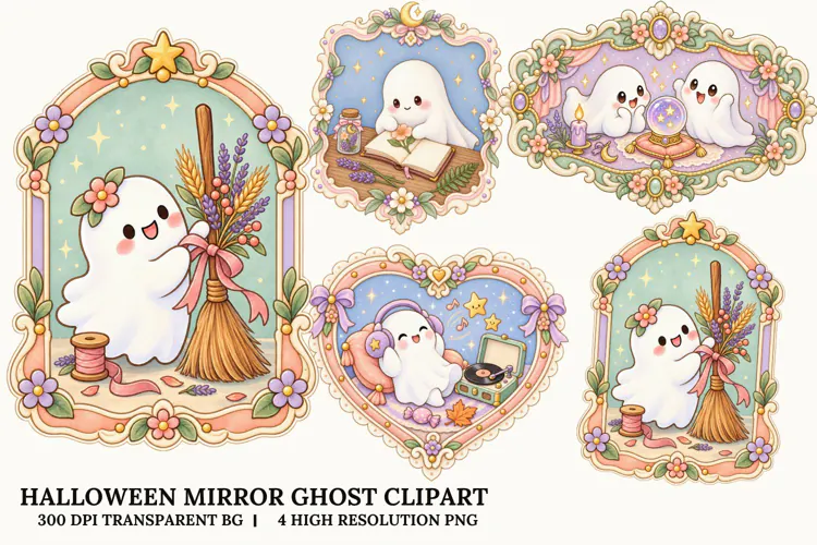 Mirror Ghost PNG Spooky Sublimation Design Fun Art