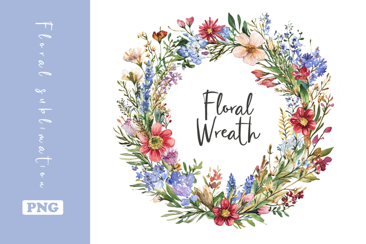 Watercolor Lovely Wildflower Wreath Clipart