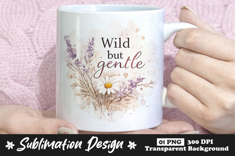 Wild But Gentle Floral Sublimation Mug Design example image 1