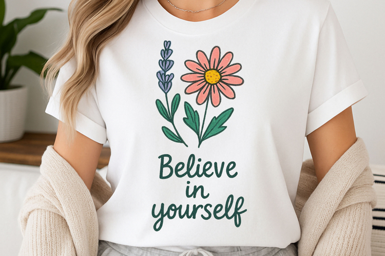 Positive quote with watercolor floral t-shirt sublimation