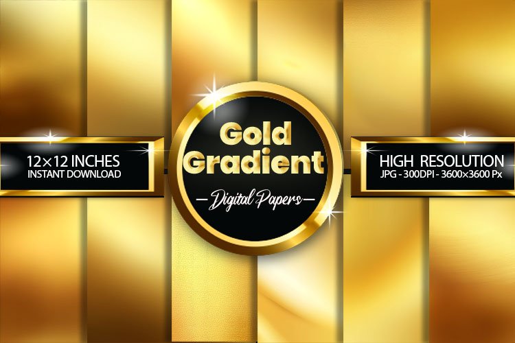 Gold Gradient Digital Papers, Gradient Pattern example image 1