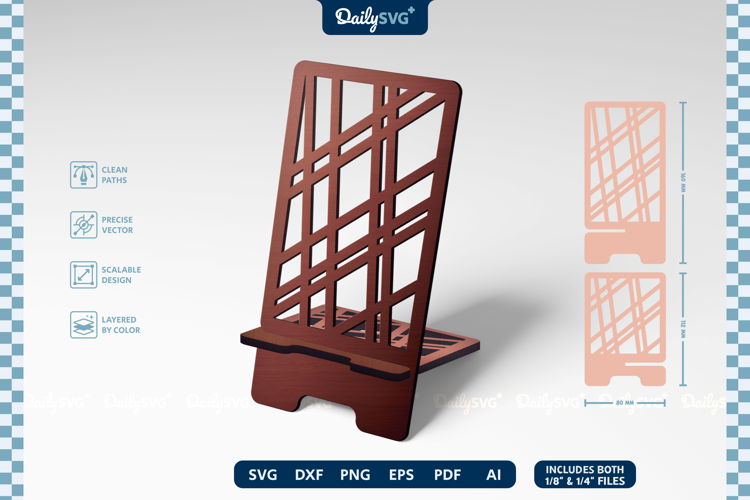 Geometric Phone Holder SVG Laser Cut Stand 3mm 6mm
