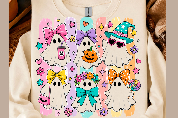 Preppy Bow Ghost Halloween PNG