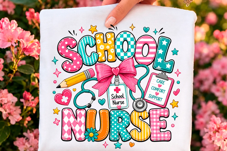 Colorful School Nurse Bow PNG example image 1
