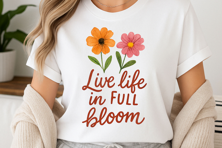 Positive quote with watercolor floral t-shirt sublimation