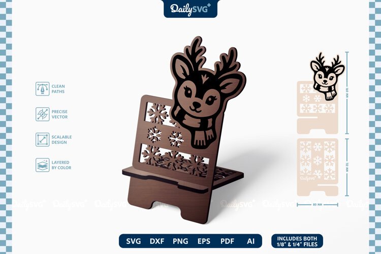 Cute Winter Animal Phone Holder SVG | Cozy Desk Stand example image 1