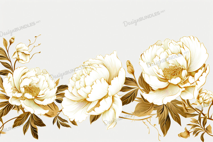 Golden floral background, floral digital paper