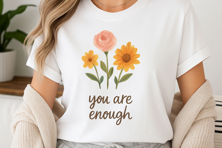 Positive quote with watercolor floral t-shirt sublimation