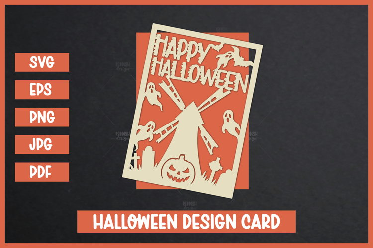 3D Halloween Greeting Card, Halloween SVG, Paper cut SVG