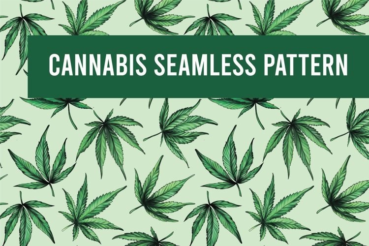 Cannabis Digital Paper.Cannabis pattern JPG example image 1