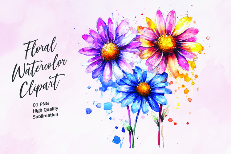 Watercolor floral clipart sublimation