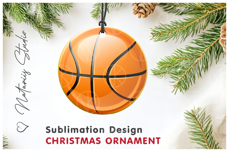 BASKETBALL Christmas Ornament. Sublimation design.
