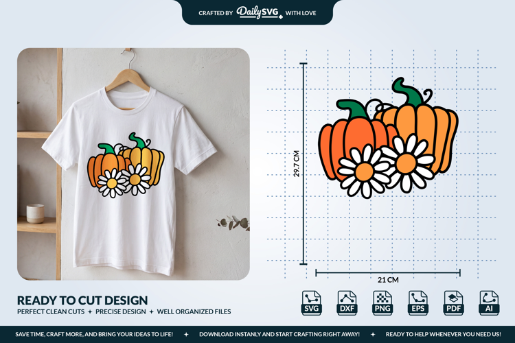 Pumpkin and Daisies SVG