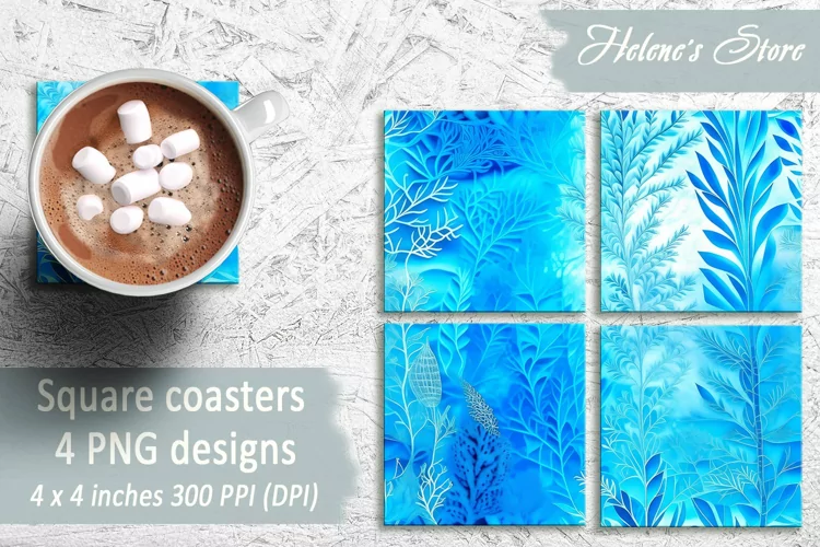 Christmas coaster designs| blue sublimation |Square coasters