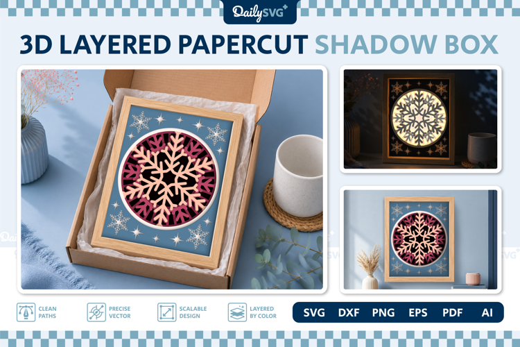 Snowflake Layered Shadow Box SVG Winter Christmas Decor