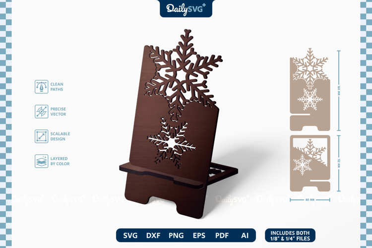 Snowflake Phone Holder SVG | Laser Cut Desk Stand
