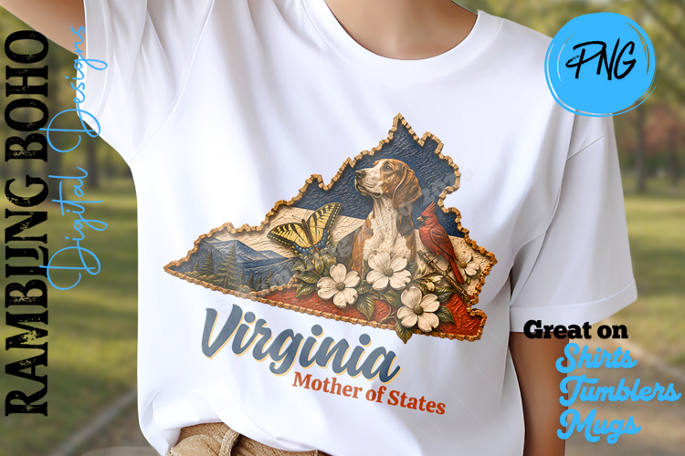 State of Virginia Dogwood Foxhound Art
