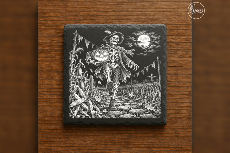 The Harvest Procession Gothic Skeleton Laser Engraving PNG example image 1