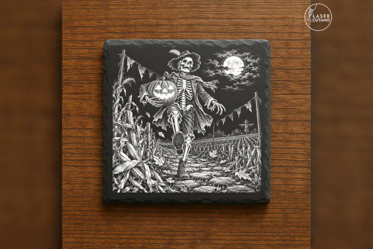 The Harvest Procession Gothic Skeleton Laser Engraving PNG